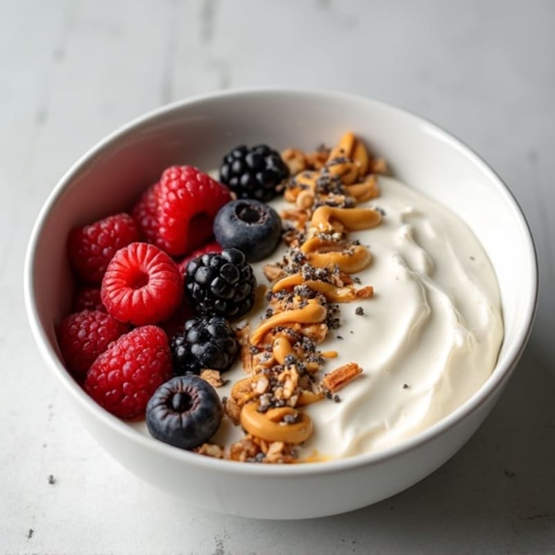 Greek Yogurt Bowl with Mixed Berries and Almond Butter