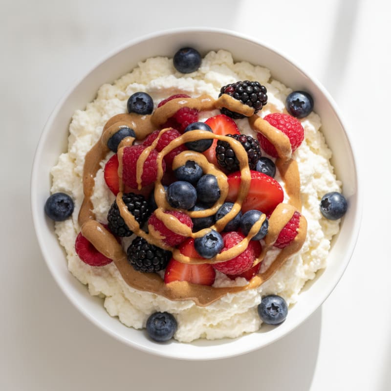 Creamy Cottage Cheese Protein Mousse with Mixed Berries