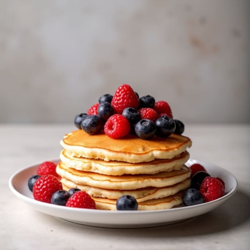 Fluffy Protein Pancakes with Fresh Berries