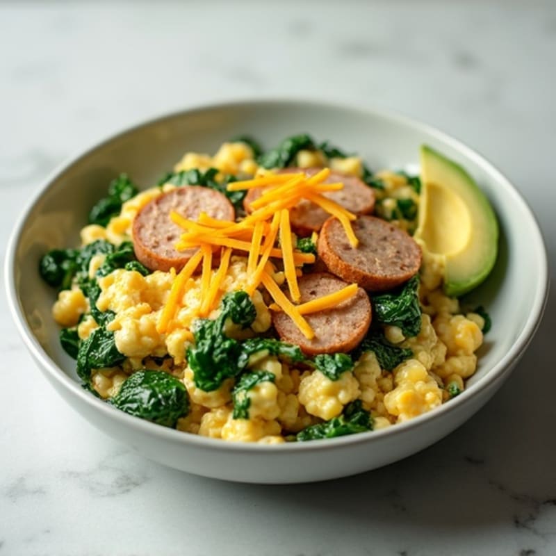 Egg White and Turkey Sausage Scramble with Spinach