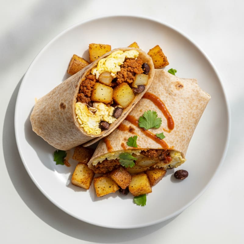 Hearty Breakfast Burrito with Chorizo and Potatoes
