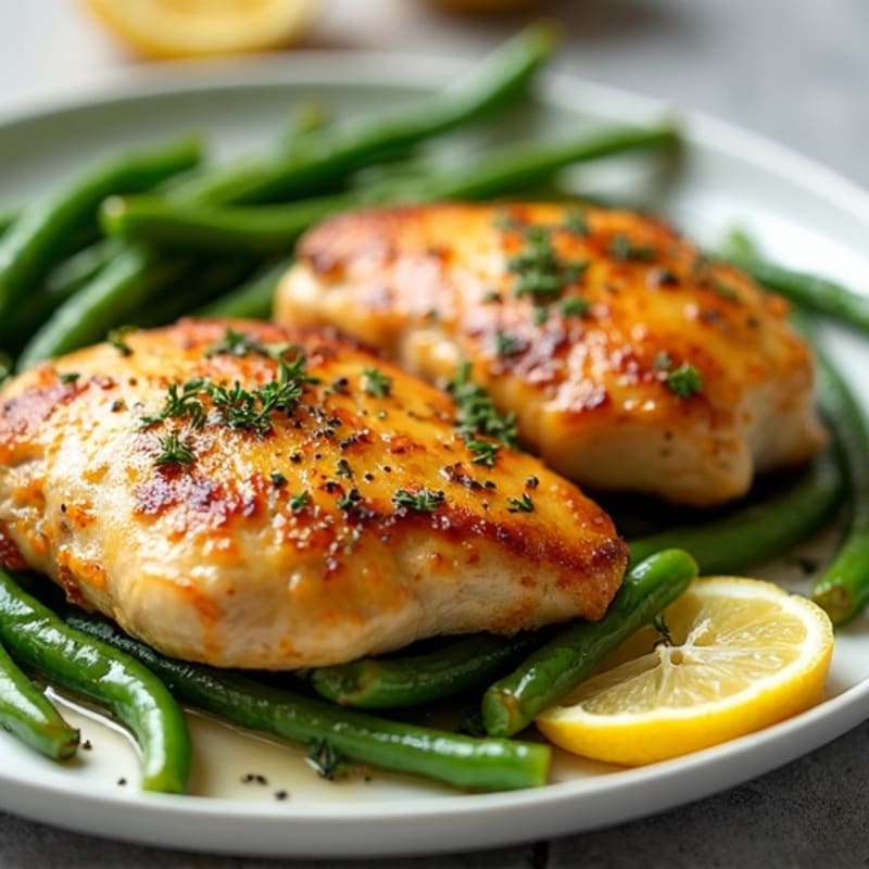 Sheet Pan Lemon Garlic Chicken Thighs with Crispy Green Beans