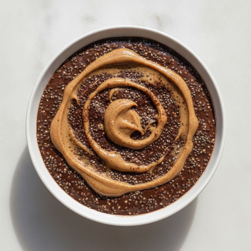 Chocolate Protein Pudding with Chia and Almond Butter