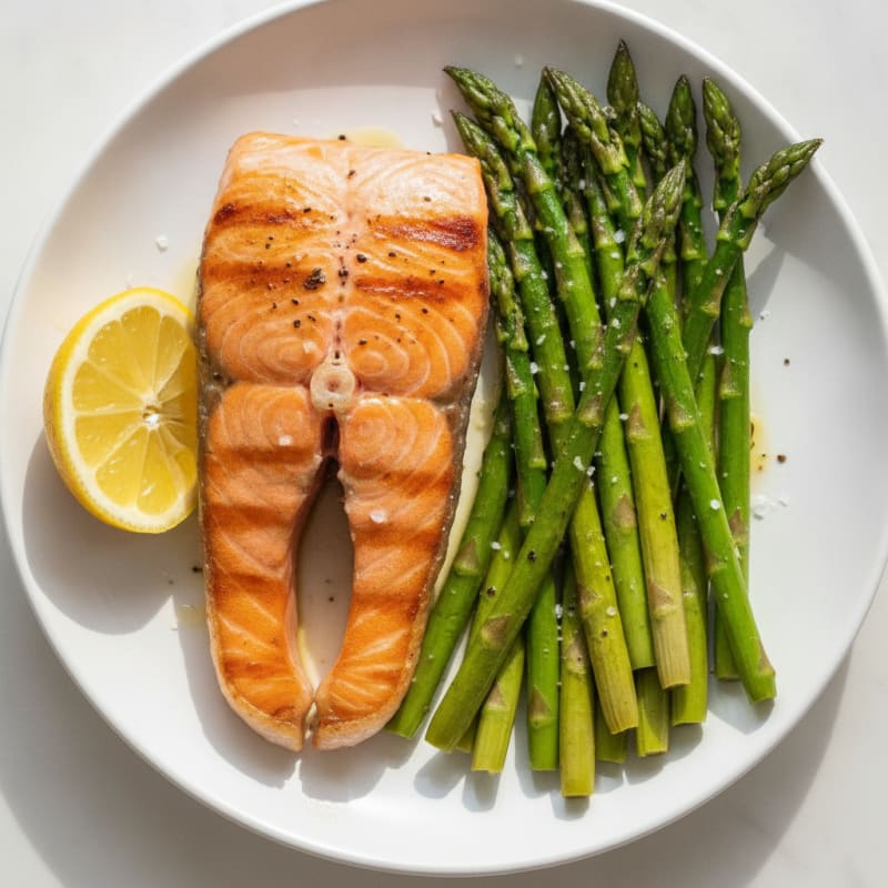 Pan-Seared Salmon with Roasted Asparagus