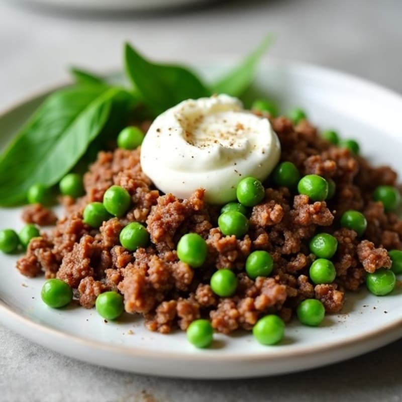 Savory Ground Beef and Peas with Creamy Cottage Cheese
