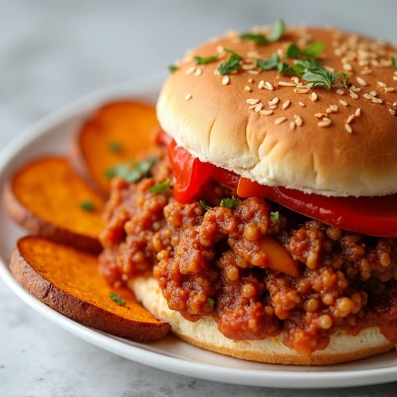 Lean Ground Turkey Sloppy Joe with Crispy Sweet Potato Rounds