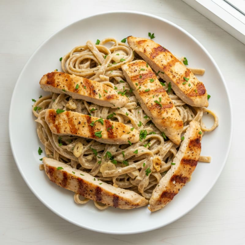 Garlic Parmesan Chicken Alfredo with Fettuccine