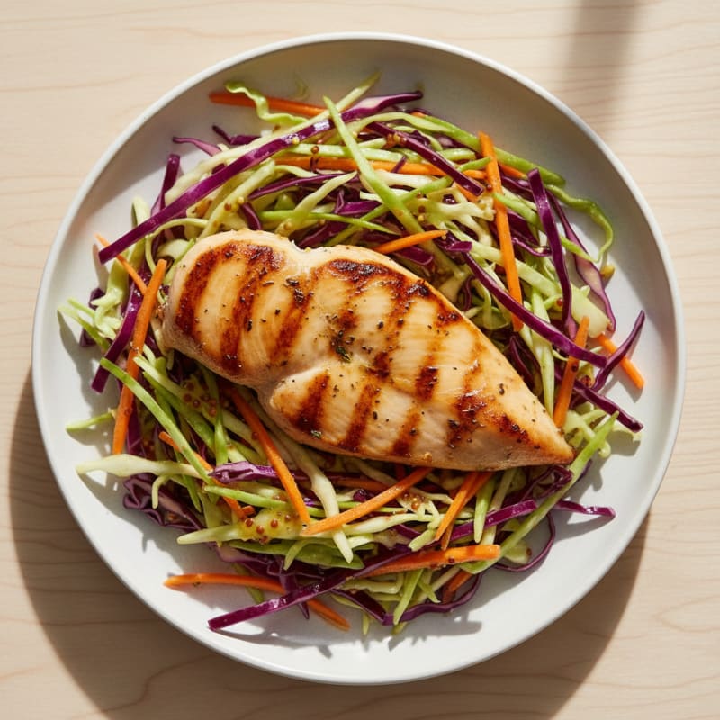 Grilled Chicken Breast with Crunchy Cabbage Slaw