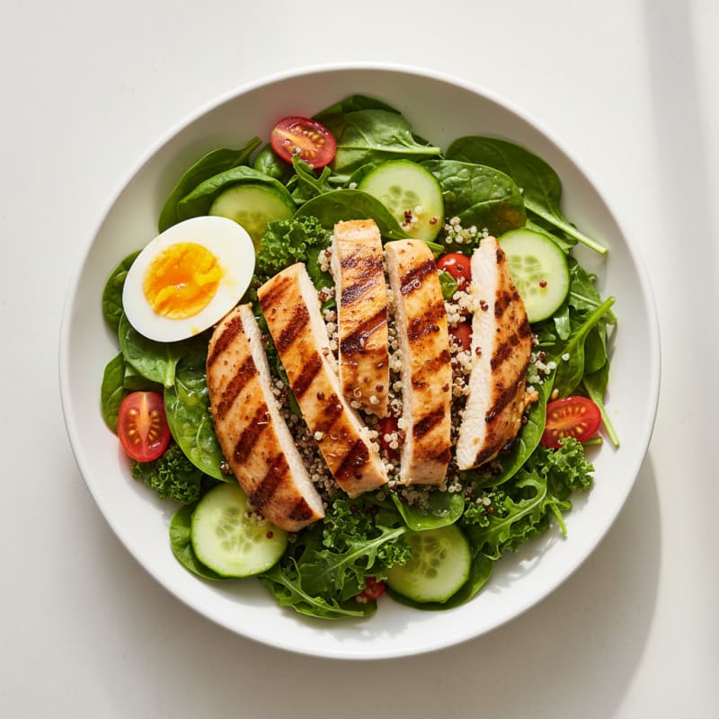 Grilled Chicken Salad with Mixed Greens and Quinoa