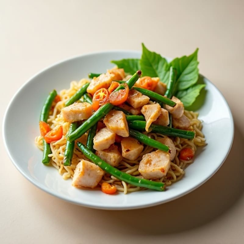 Ginger-Garlic Turkey Stir-Fry with Green Beans and Rice Noodles