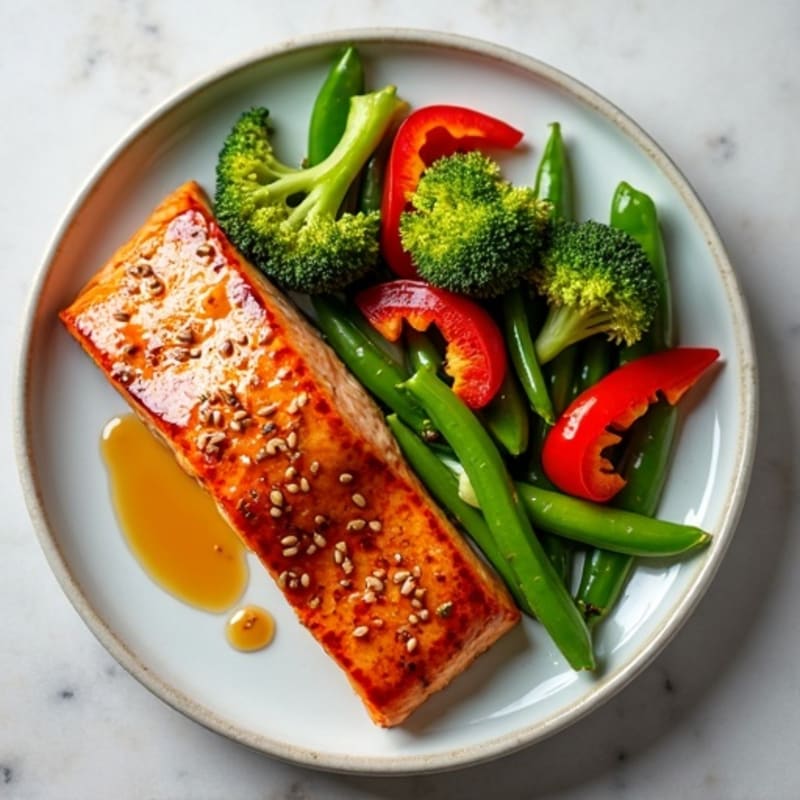 Honey-Ginger Glazed Salmon with Sesame Vegetables
