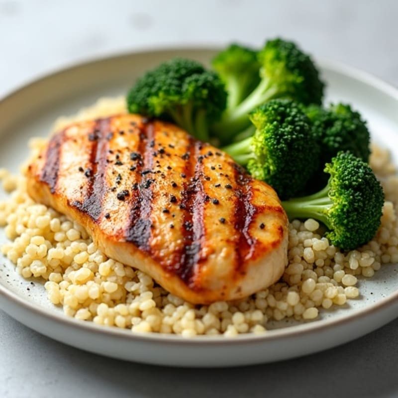 Grilled Chicken Breast with Quinoa and Steamed Broccoli