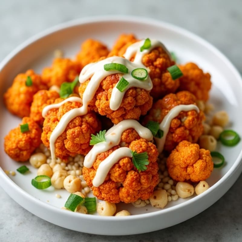 Crispy Buffalo Cauliflower with Creamy Cashew Ranch
