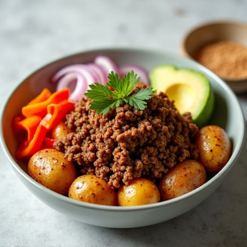 Crispy Roasted Potato Bowl with Lean Taco Ground Beef
