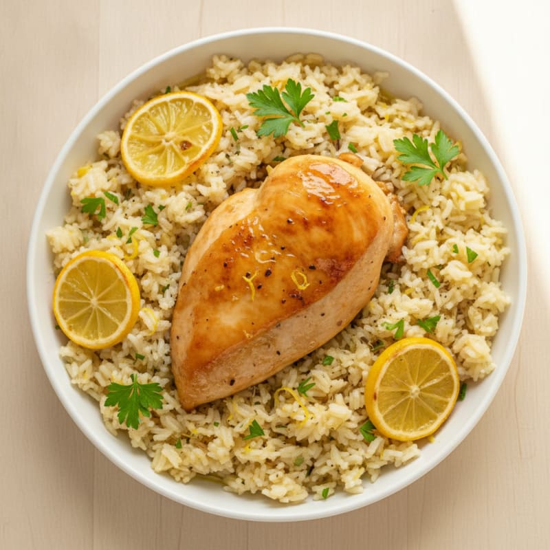 One-Pan Lemon Herb Roasted Chicken and Rice