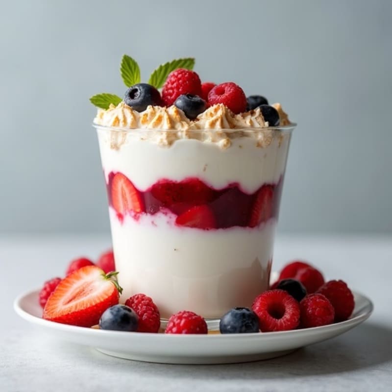 Berry Protein Yogurt Parfait with Egg White Meringue