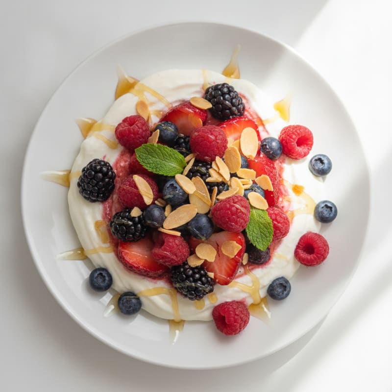 Silky Greek Yogurt Protein Mousse with Mixed Berries