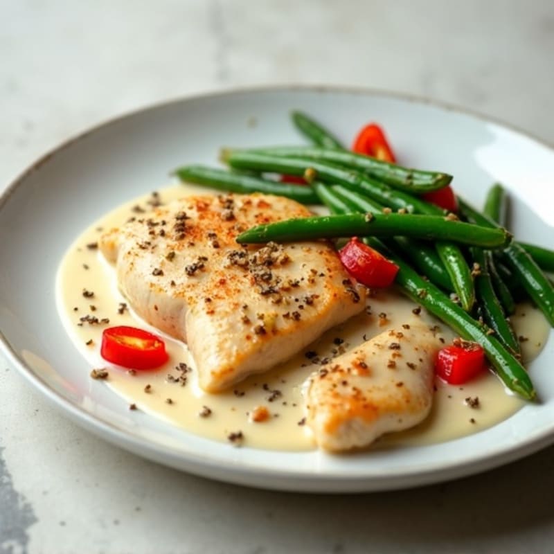 Creamy Coconut Chicken with Roasted Green Beans