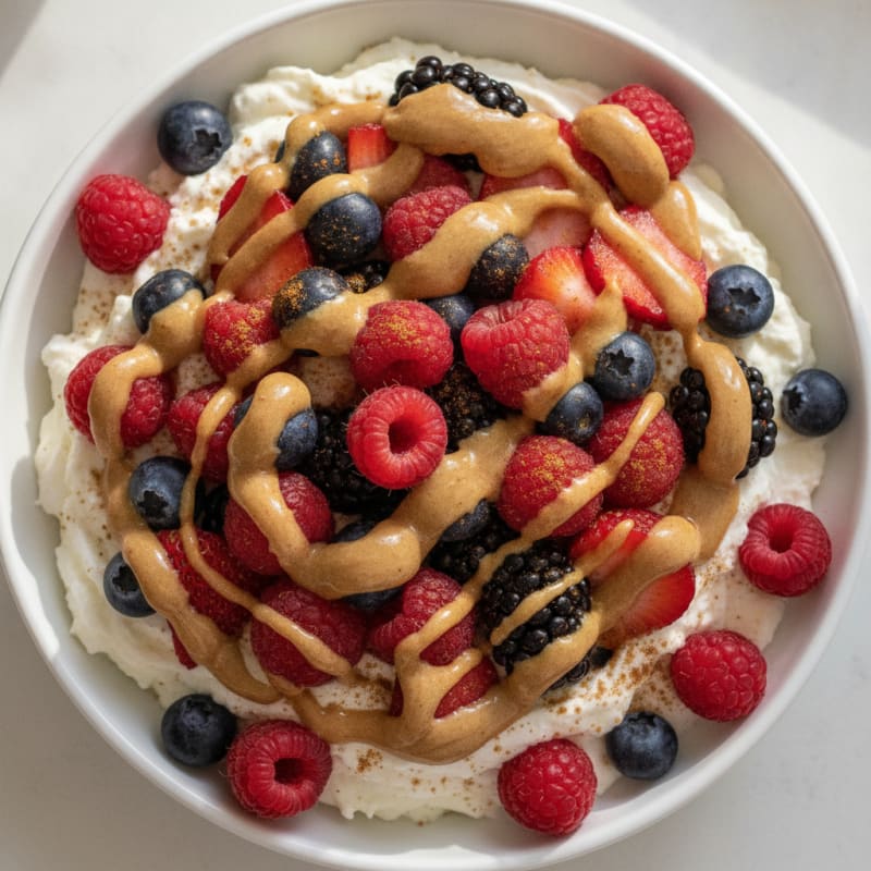 Silky Greek Yogurt Protein Pudding with Mixed Berries