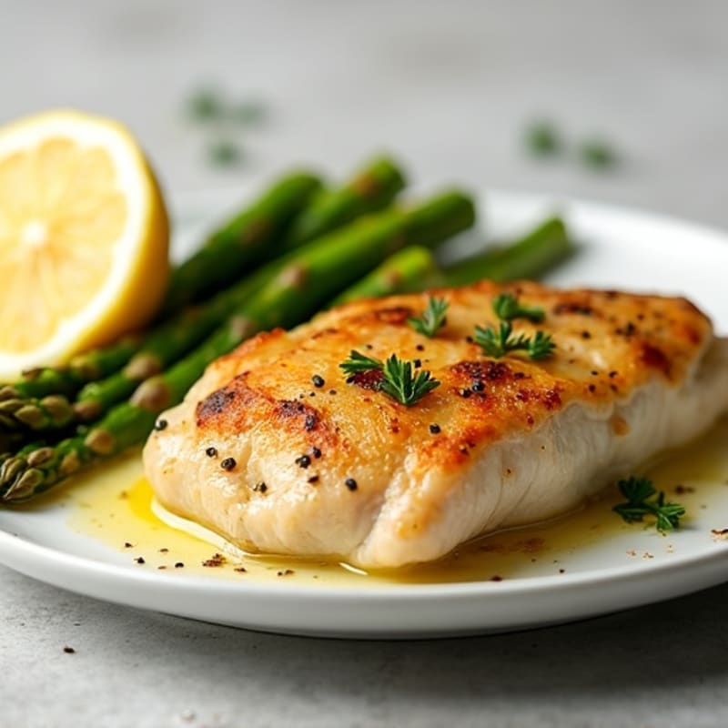 Lemon-Garlic Pan-Seared Chicken with Roasted Asparagus
