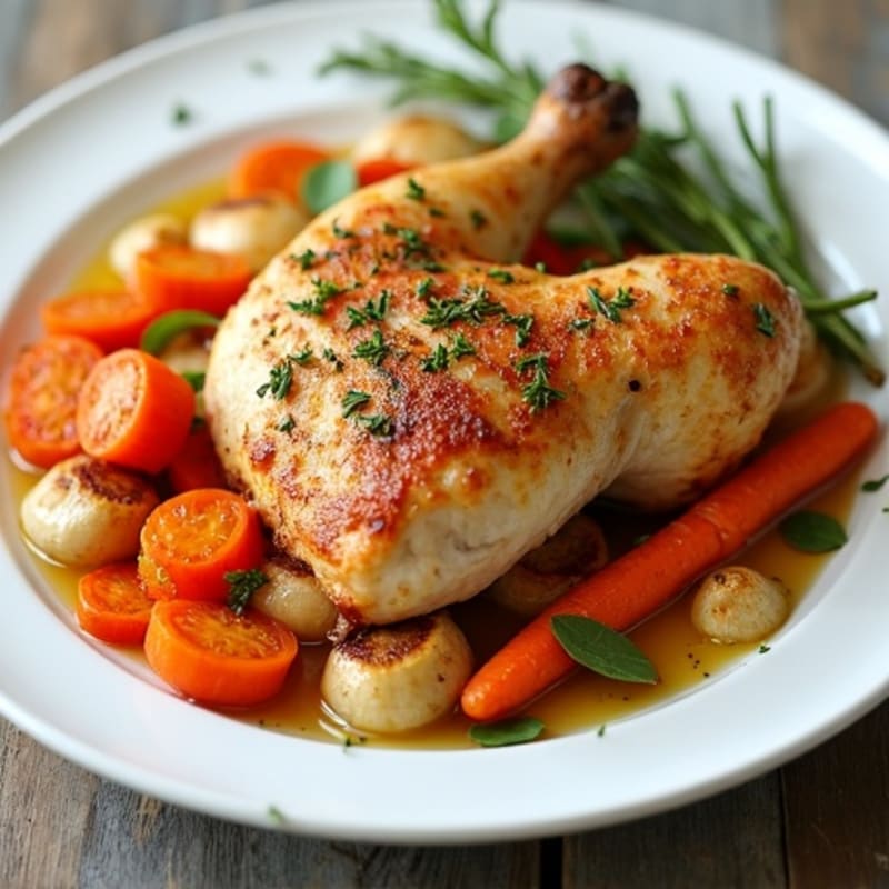 Crispy Lemon-Herb Roasted Chicken with Roasted Root Vegetables