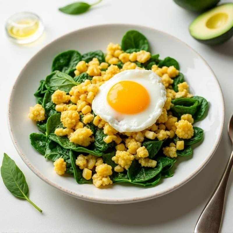 Egg White and Spinach Scramble with Cottage Cheese