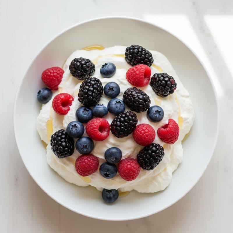 Greek Yogurt Protein Mousse with Mixed Berries