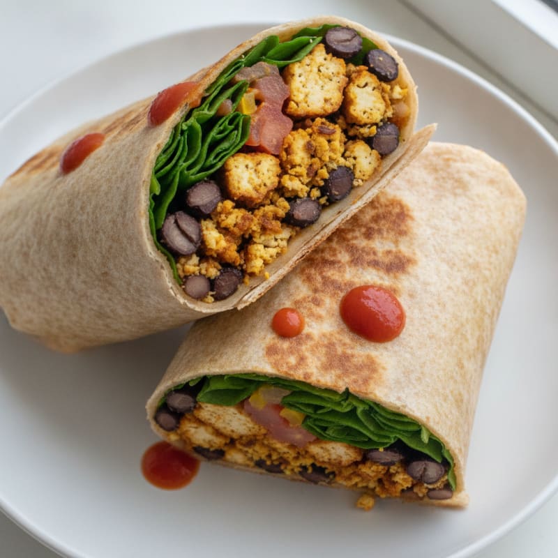 Hearty Vegan Bean and Tofu Burrito