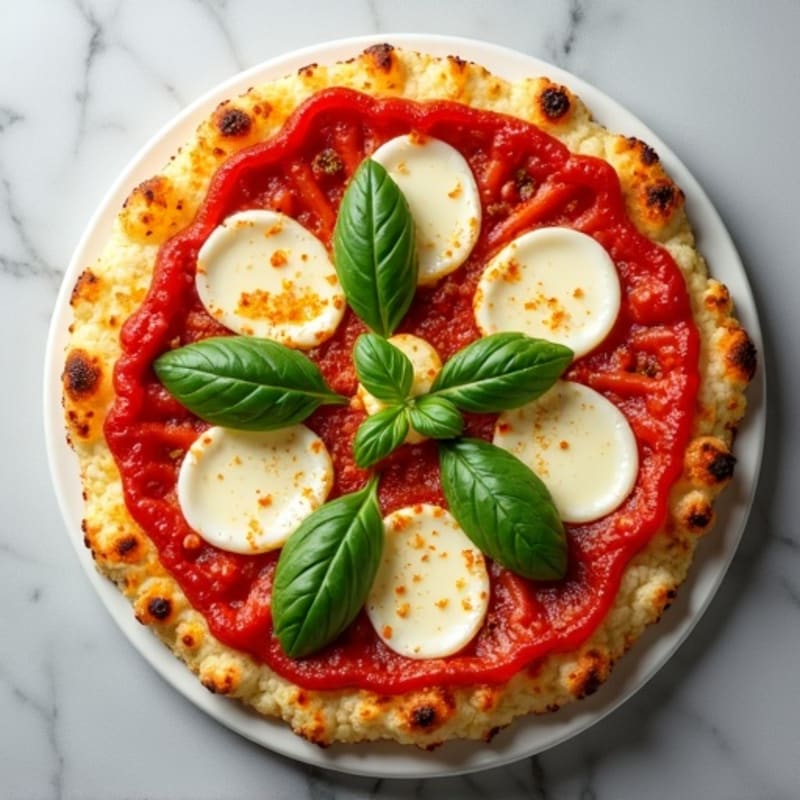Cauliflower Crust Margherita Pizza with Fresh Basil