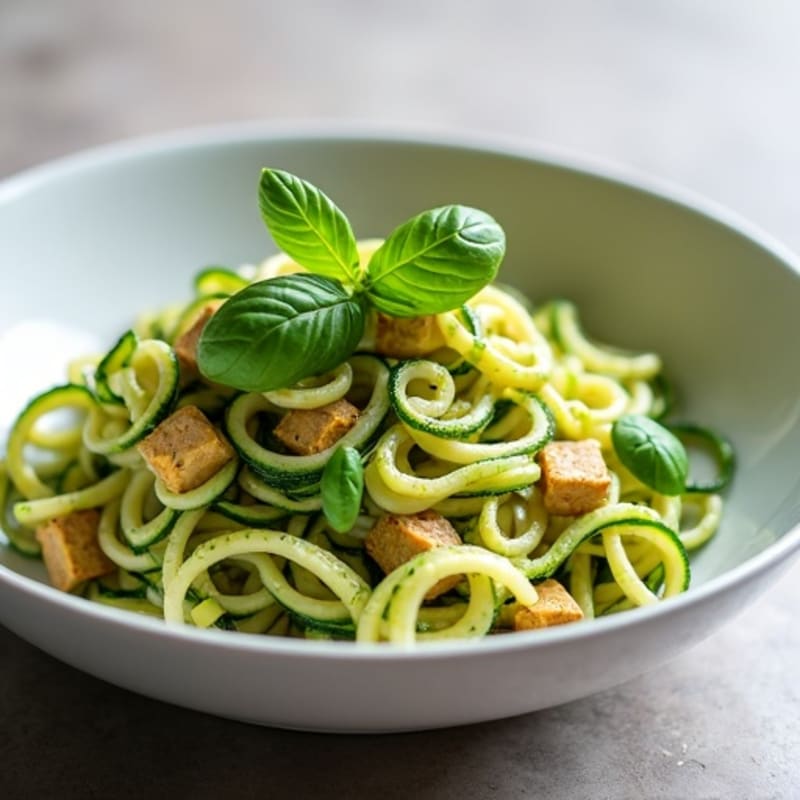 Creamy Cashew Pesto Zucchini Noodles