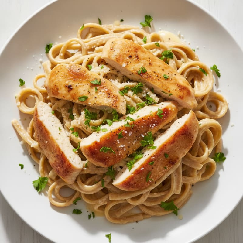 Clean Eating Chicken Alfredo Fettuccine