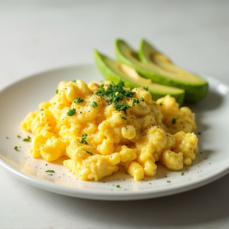 Creamy Scrambled Eggs with Fresh Avocado