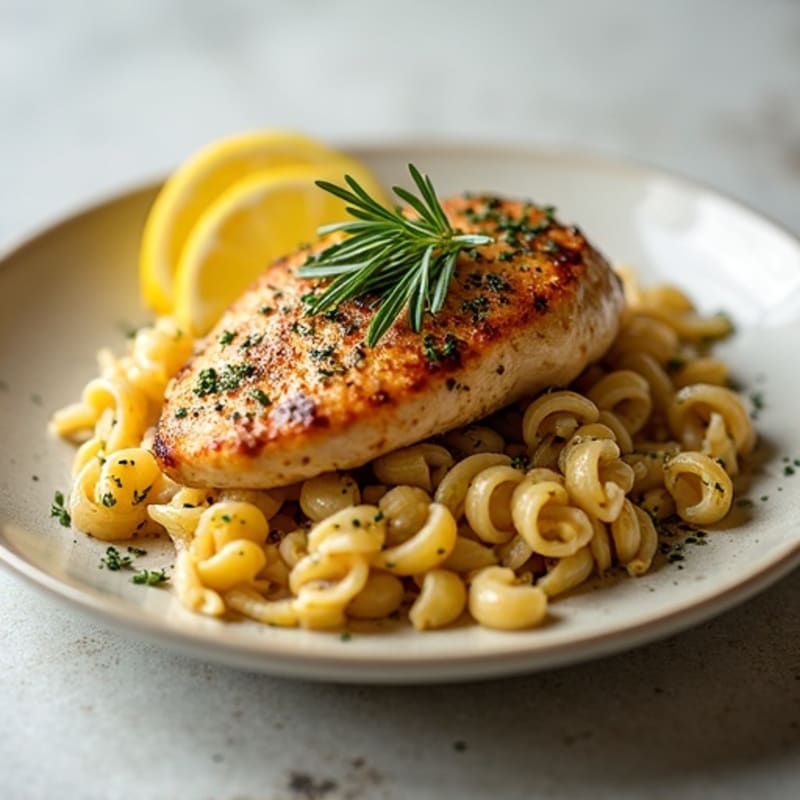 Herb-Roasted Chicken with Lemon Garlic Pasta