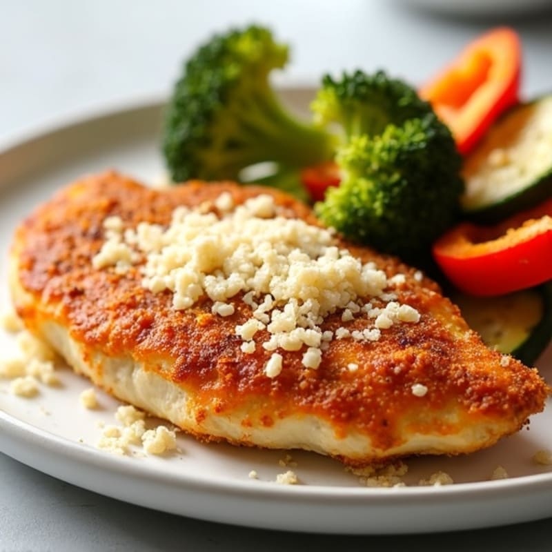 Healthy Crispy Chicken Parmesan with Roasted Vegetables