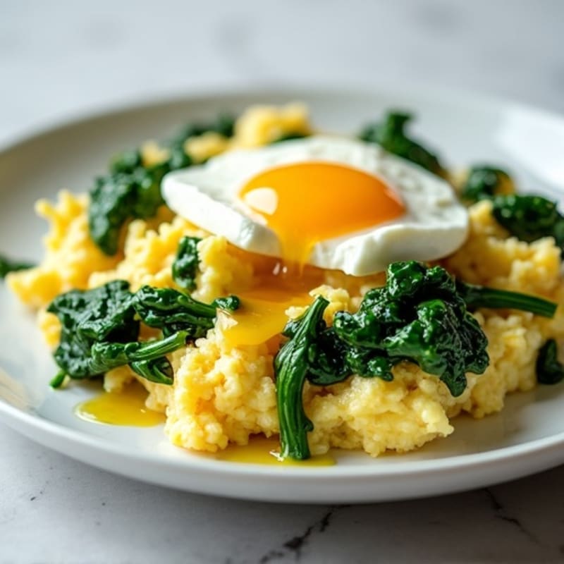 Egg White and Spinach Scramble with Cottage Cheese