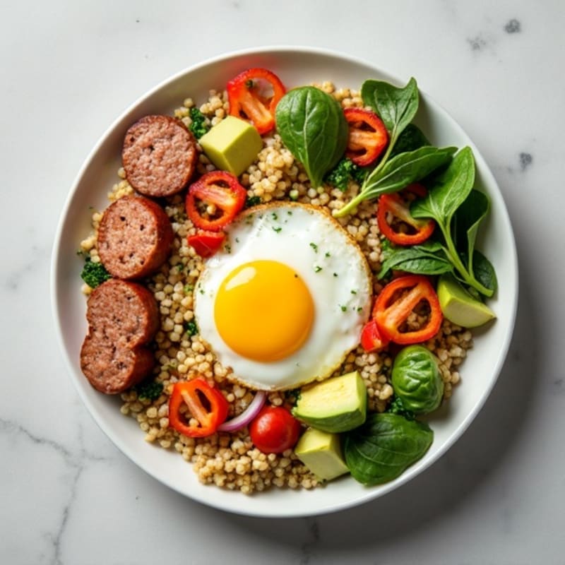 Egg White Veggie Scramble with Turkey Sausage
