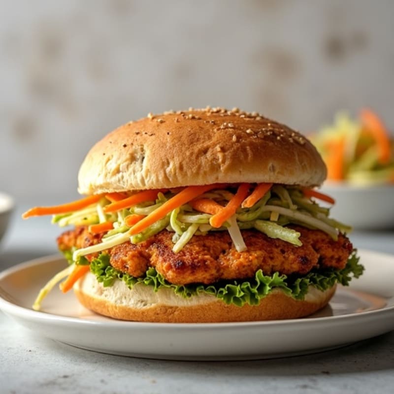 Air Fryer Crispy Chicken Sandwich with Fresh Slaw