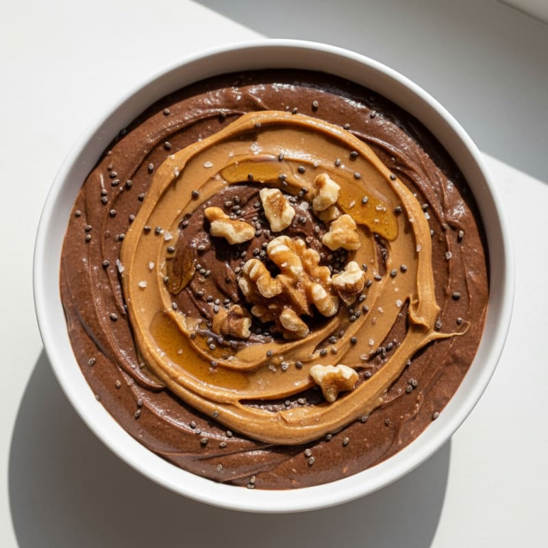 Silky Chocolate Protein Pudding with Peanut Butter Swirl