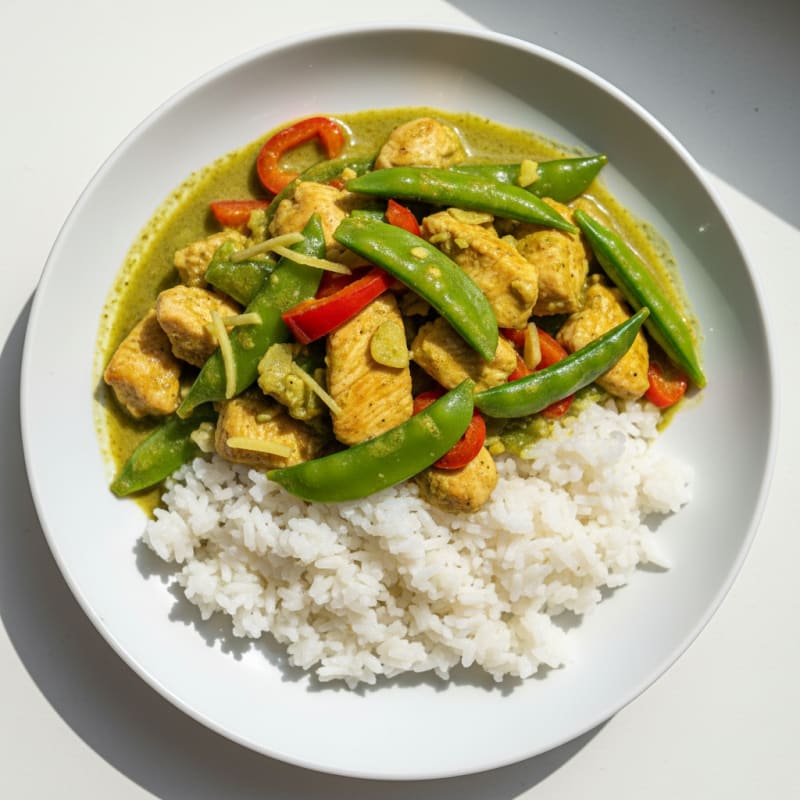 Green Curry Chicken with Coconut Rice