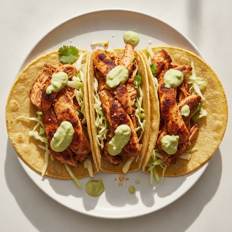 Chicken Tacos with Avocado Crema