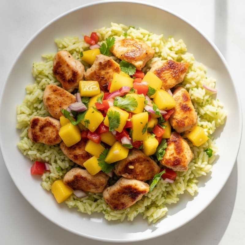 Mango Cilantro Chicken with Lime Rice