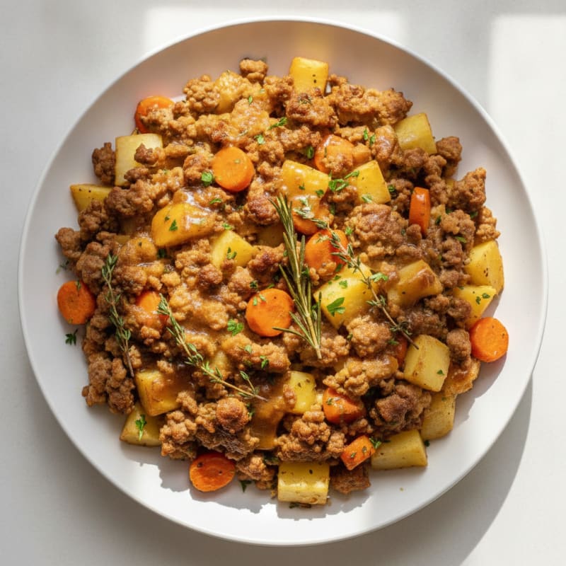 Savory Ground Turkey and Root Vegetable Bake