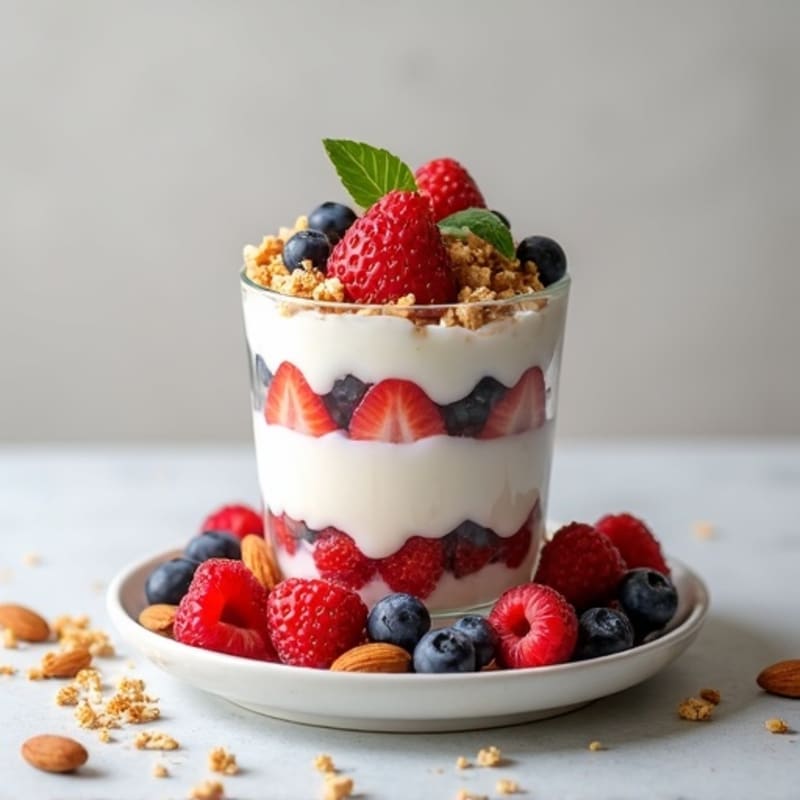 Greek Yogurt Parfait with Fresh Berries and Almonds