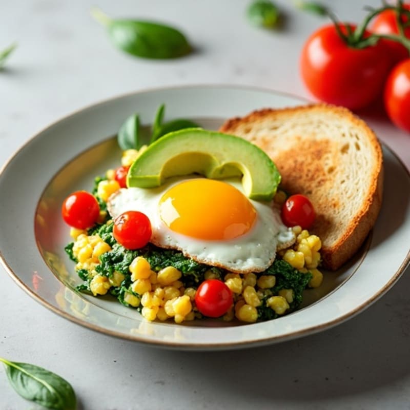 Egg White and Spinach Scramble with Cottage Cheese and Cherry Tomatoes