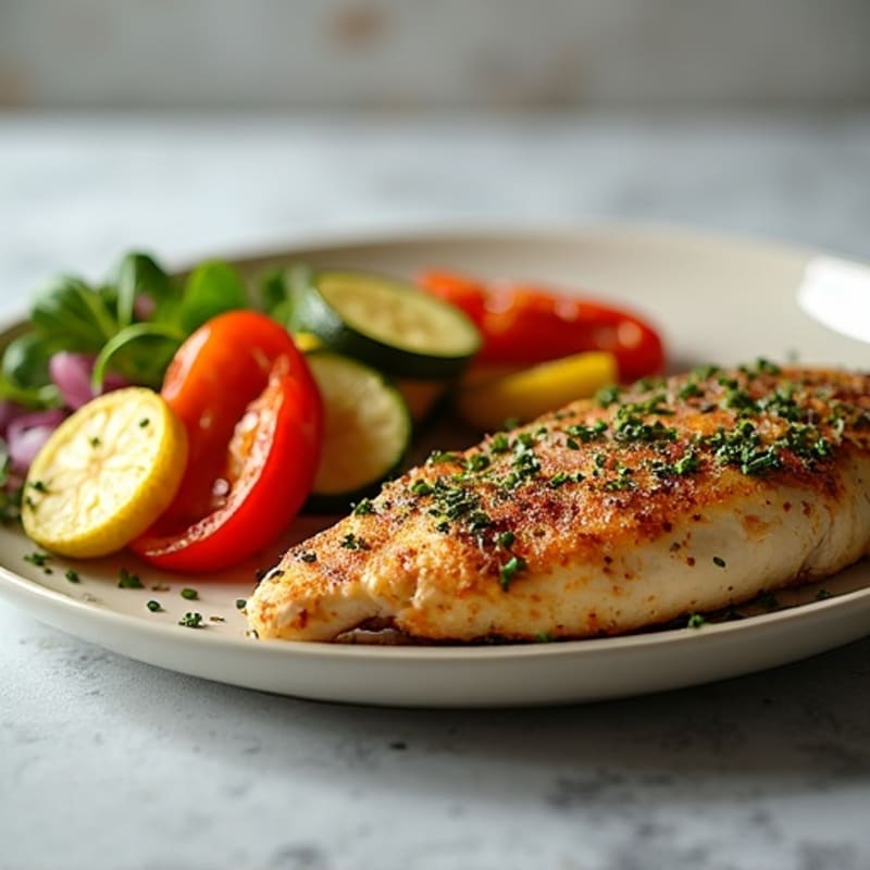 Herb-Crusted Pan Seared Chicken with Roasted Vegetables