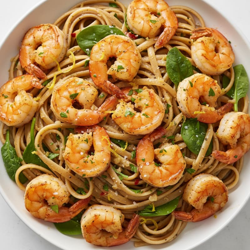 Lemon-Garlic Shrimp Scampi with Linguine