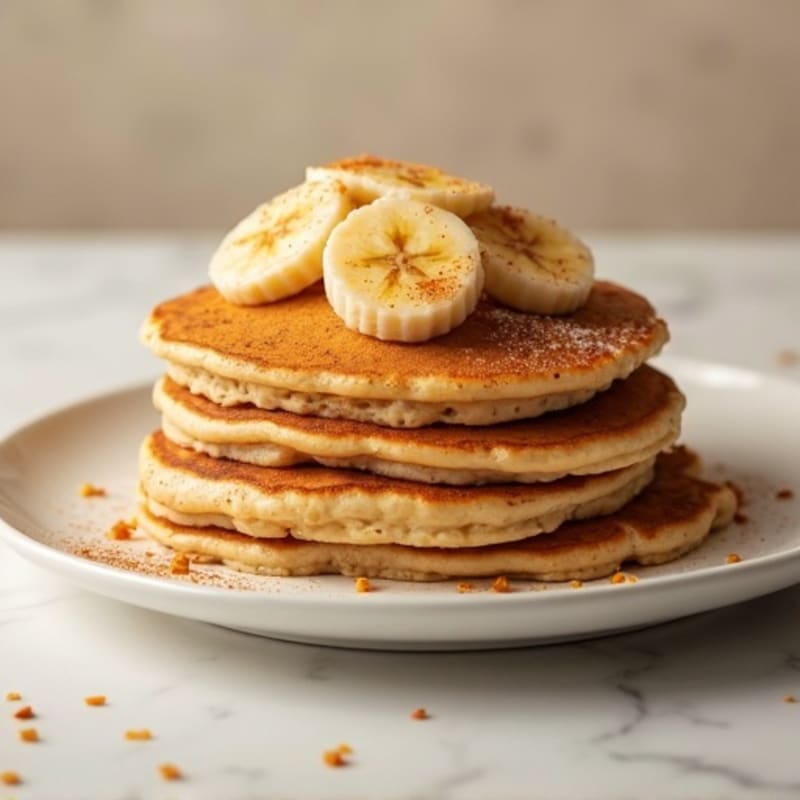 Fluffy Banana Protein Pancakes with Warm Cinnamon Bananas