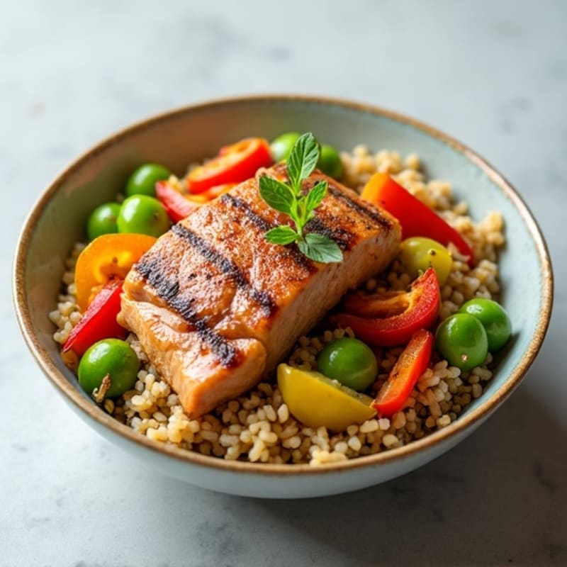Fresh Marinated Tuna and Brown Rice Bowl with Crispy Vegetables