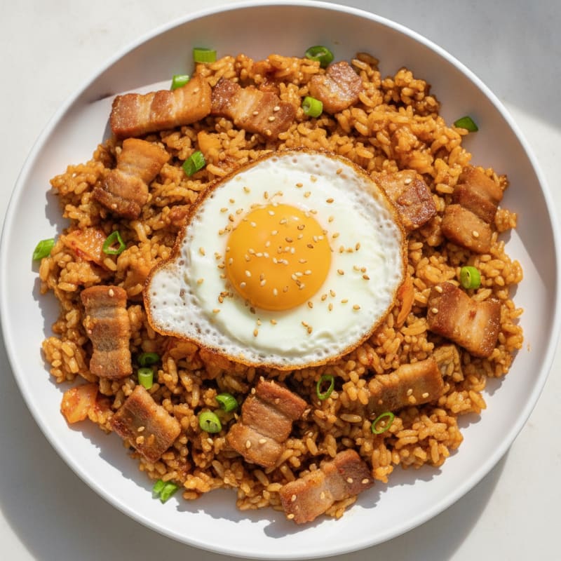 Kimchi Fried Rice with Pork Belly