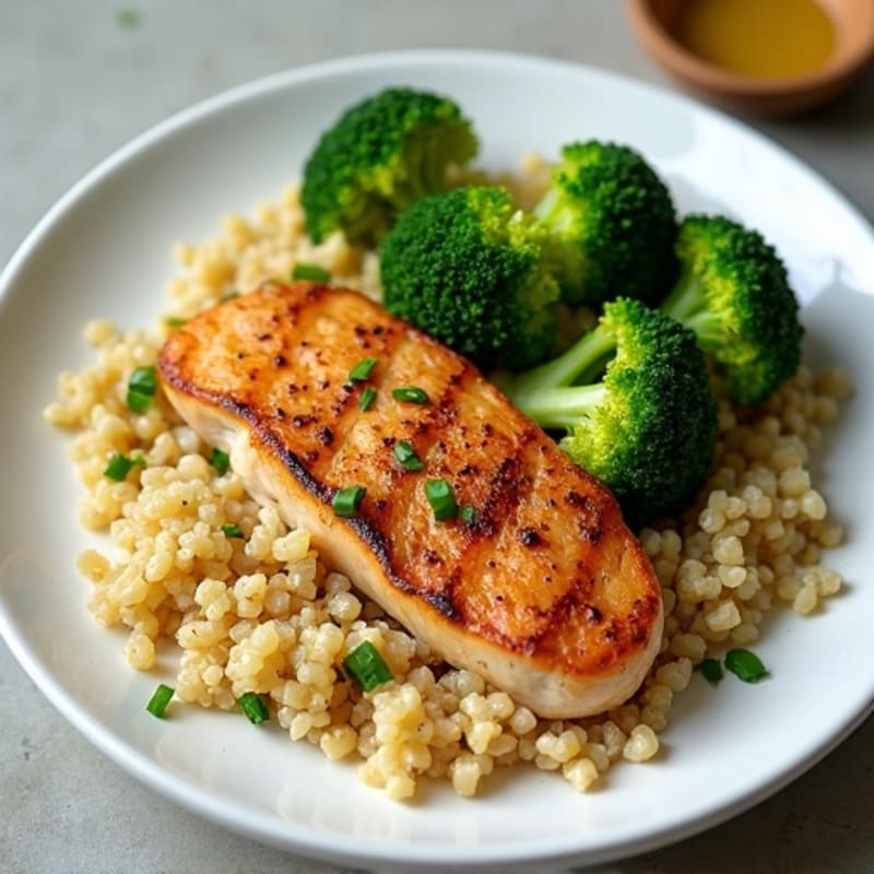 Grilled Chicken Breast with Quinoa and Steamed Broccoli
